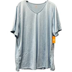 Juno Active T-Shirt SunLite UPF 50+ Lightweight V-Neck Blue Tee Womens 4X NEW